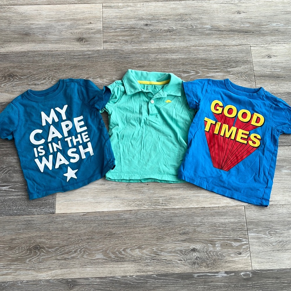 Lot of 3 boys short sleeve shirts tees crewcuts size 2/2T